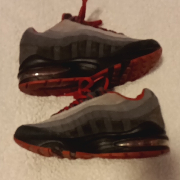 Nike Air Max 95 Suede Gray, Black and Red Sneakers - Picture 3 of 10